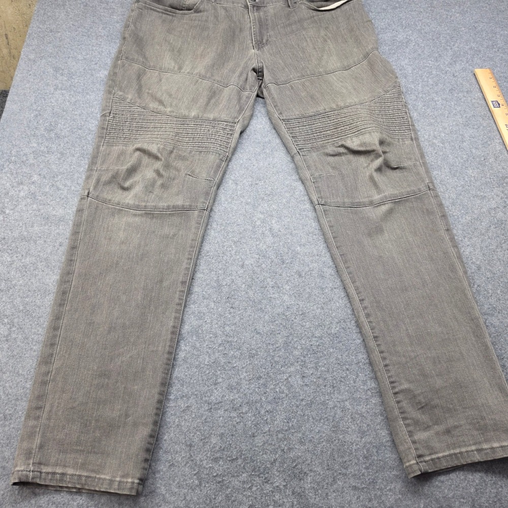 Ring of Fire Mens Slim Fit Moto Biker Jeans Gray Stretch Denim 38x32